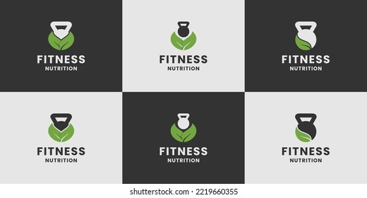 set of fitness nutrition logo design collection