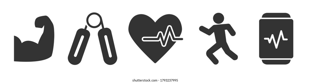 Set of fitness simple icons in black