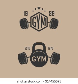 Set of fitness sport club emblems
