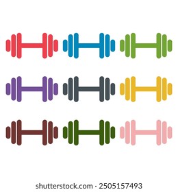 Set of Fitness weight icon, dumbbell design web button vector illustration .