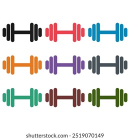 Set of Fitness weight icon, dumbbell design web button vector illustration .