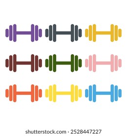 Set of Fitness weight icon, dumbbell design web button vector illustration .