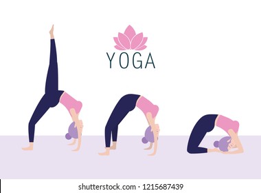set fitness woman training yoga position