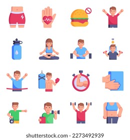 Set of Fitness and Workout Flat Icons 

