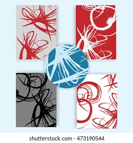 Set of five abstract backgrounds. Trendy hand drawn textures. Modern abstract design for poster, cover, banners, labels and other users.