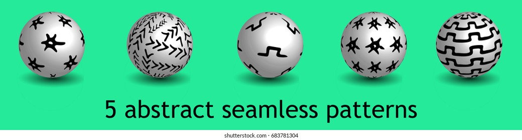 Set of  five abstract geometric patterns.
