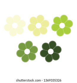 Set of five abstract isolated vector lemon green flowers