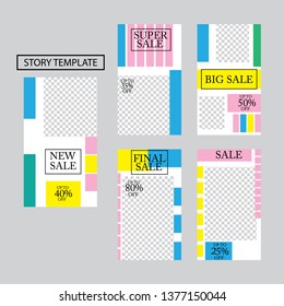 set of five abstract vector banners for social networks stories.modern template design for web 