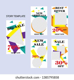 set of five abstract vector banners for social networks stories.modern template design for web
