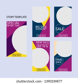 set of five abstract vector banners for social networks stories.modern template design for web.