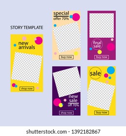 set of five abstract vector banners for social networks stories.modern template design for web.