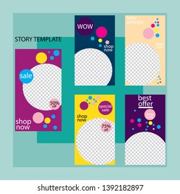 set of five abstract vector banners for social networks stories.modern template design for web.