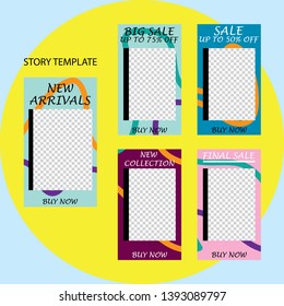 set of five abstract vector banners for social networks stories. modern template design for web.