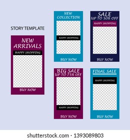 set of five abstract vector banners for social networks stories. modern template design for web.