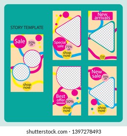 set of five abstract vector banners for social networks stories.modern template design for web.