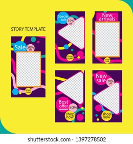 set of five abstract vector banners for social networks stories.modern template design for web.