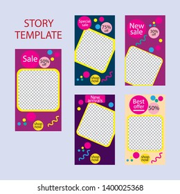 set of five abstract vector banners for social networks stories.modern template design for web. 