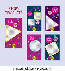 set of five abstract vector banners for social networks stories.modern template design for web. 