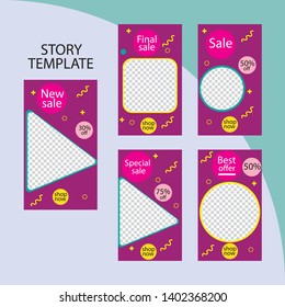 set of five abstract vector banners for social networks stories.modern template design for web.