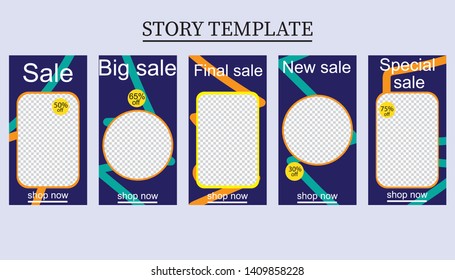 set of five abstract vector banners for social networks stories.modern template design for web. 