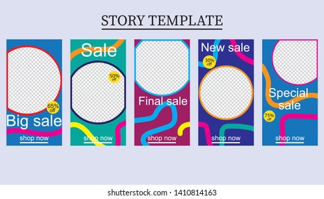 set of five abstract vector banners for social networks stories.modern template design for web.