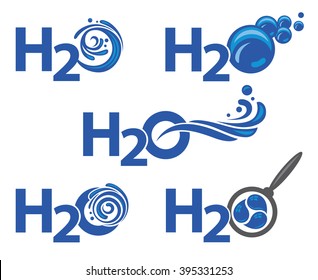set of five abstract waters icons as text