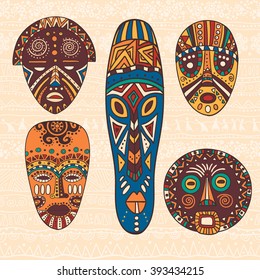 Set of five African masks