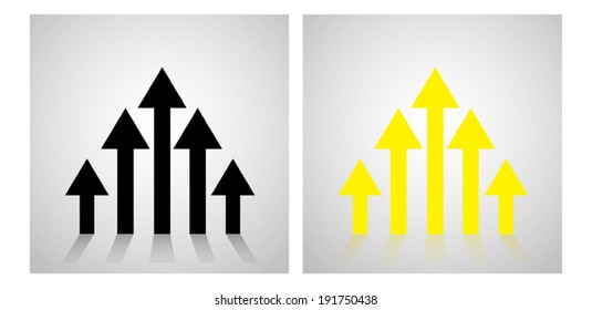 Set of five arrows going up ,  can be use for abstract business sign. Vector EPS 10