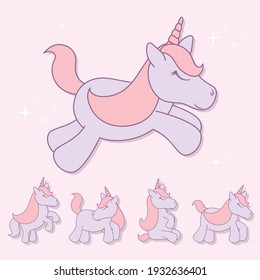 set of five baby unicorns
