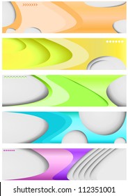 Set of five banners, futuristic headers