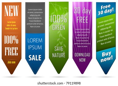 A set of five banners for web