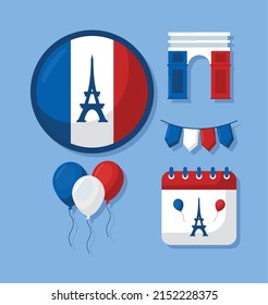 set of five bastille day items