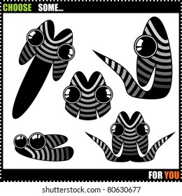Set of five black monsters
