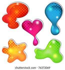 Set of five brights colorful stickers