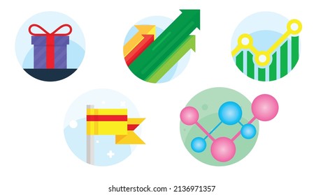 Set of five business icons in flat style. web icons isolated on white background.