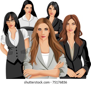 Set of five Business women