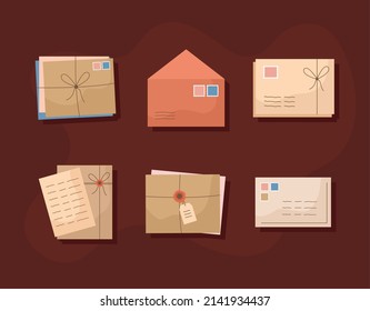 set of five card envelopes