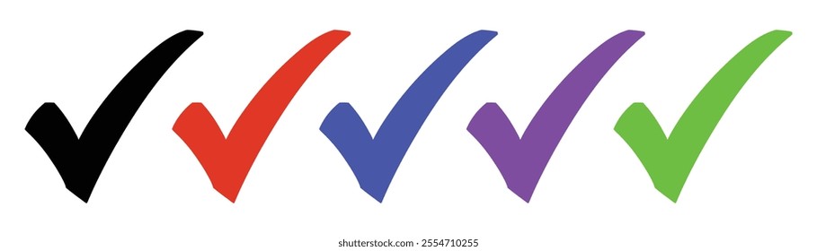 A Set of Five Checkmarks in Different Colors