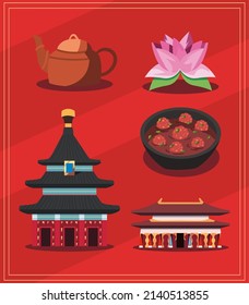 set of five chinese items