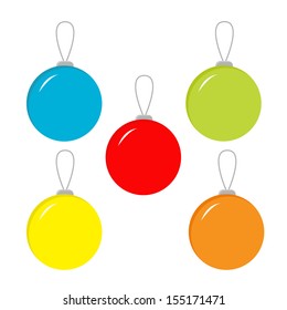 Set of five Christmas balls. Vector illustration.