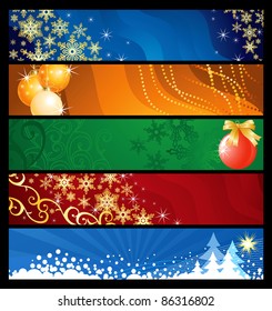 Set of five Christmas  banners / vector / colourful backgrounds