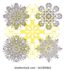 Set of five circular lace ornaments for your design