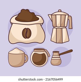 Set Of Five Coffee Icons