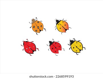 Set of Five Colored Ladybugs