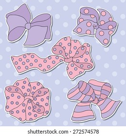 Set of Five Colorful Bows