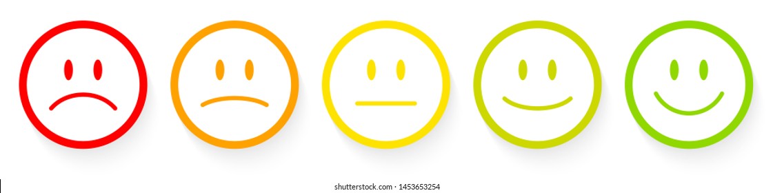 Set Of Five Colorful Faces Outline Frame With Shadow