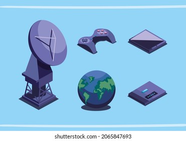 set of five connection items
