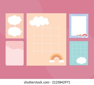 set of five daily memos