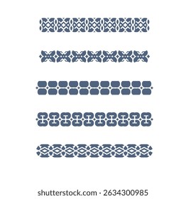 A set of five decorative borders isolated on a white background. These ornamental patterns are perfect for adding a touch of vintage elegance to your designs. Use them to frame, or create dividers