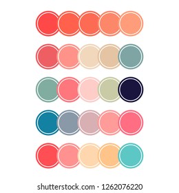Set of five different color sets with new 2019 coral trend